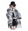 Bellady Winter Thick Cardigan Coat Ladies Open Front Fringe Batwing Poncho Plaid Cardigan Cape - Gray - C212MD1ZTK1