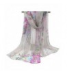 Nightycatty Leaf Print Scarves Chiffon Sunscreen Shawl Beach Wrap - Grey Flower - CZ182ZOI86I