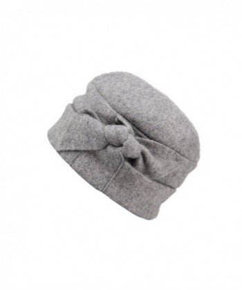 Dantiya Women's Wool Warm Bucket Hat Sleeve Head Cap Beanie Hat with Bow - Light Grey - CN12M7DIXL7