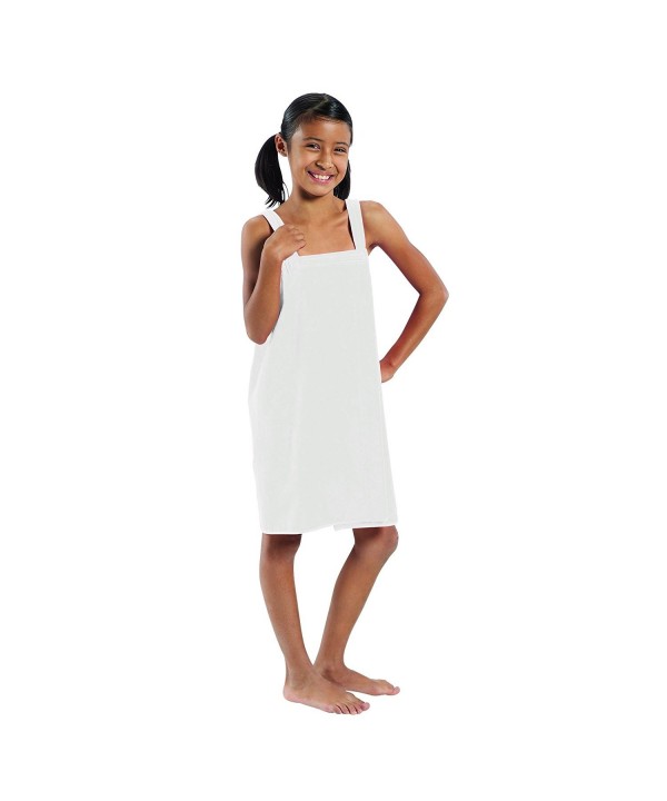 Terry Spa Wrap Towels For Girls- Made in USA - White - CE11HZPI2JL
