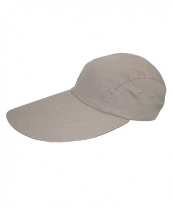 CTM Cotton Long 5 Inch Bill Visor Baseball Cap - Khaki - CB11CQDS823