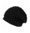 Nirvanna Designs CH607 Popcorn Slouch Hat with Fleece - Black - CZ11H7RBNM5