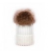 ALL IN ONE CART Women's Winter Soft Knitted Beanie Hat With Faux Fur Pom Pom - White - CV12N78U04X