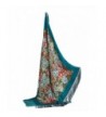 Ladies Floral Neck Scarf Ukrainian Polish Russian Style Silk Folk Shawls For Women - Turquoise - C717YLS6HC5