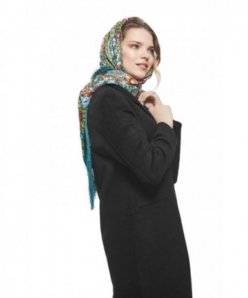Ladies Floral Ukrainian Russian Turquoise in Fashion Scarves