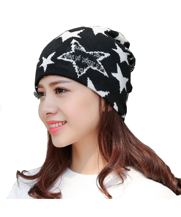 Womens Slouchy Beanies Cancer Patients HD-white stars CB186EC0H0W