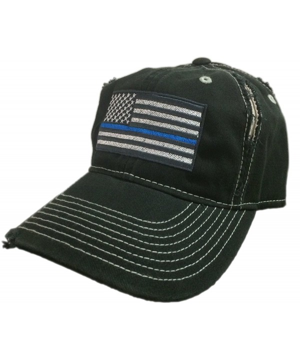 BlvdNorth Thin Blue Line LEO American Flag Hat / cap Black / Grey Distressed - C512BHH1VKT