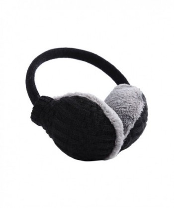 JOYEBUY Adjustable Unisex Knit EarMuffs Faux Furry Earwarmer Winter Outdoor EarMuffs - Black - C0185UENH87