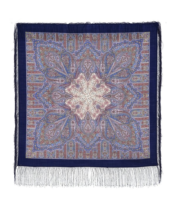 Pavlovo Posad Shawl Pashmina Scarf Wrap 100 % Wool Blue 35x35'' - CH183IYO3H0