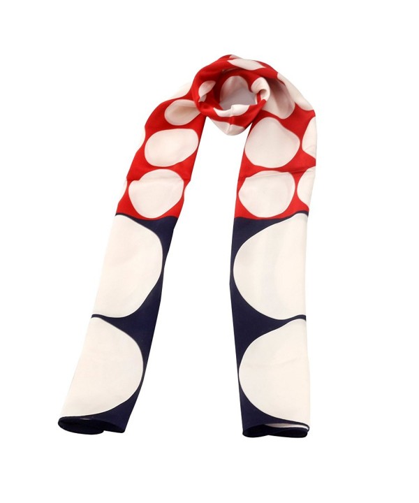 Taihu Snow 100% Silk Long Scarf 11"51" Fashion Geometric Print- Red&White - C412MXZ0ONX