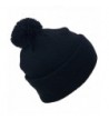 Best Winter Hats Quality Solid Color Cuffed Beanie W/Large Pom(Fits Large Heads) - Black - CM11RP1OMPX
