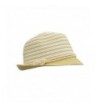 HatQuarters Straw Panama Fedora- Thin Striped Summer Hat With Rope hatband- Packable - Natural White - CZ17Z5HLKE2