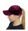 C.C Ponycap Messy High Bun Ponytail Soft Velvet Adjustable Baseball Cap Hat - Burgundy - CR187QMOML3