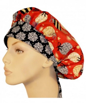 Designer Bouffant Medical Scrub Cap - Christmas Bulbs On Red - CB12MZCG5BO