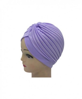 Raylans Womens Indian Style Headwrap Cap Turban Hat Cloche Chemo Hair Cover Headband - Light Purple - CS1299CH6XP