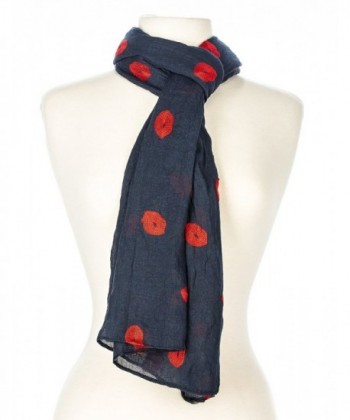 Noble Mount Embroidered Kisses Spring Scarf - Navy - C111SZ7LY25