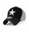 ililily Star Embroidery Tri-Tone Trucker Hat Adjustable Cotton Baseball Cap - Black - CA12N3562IT