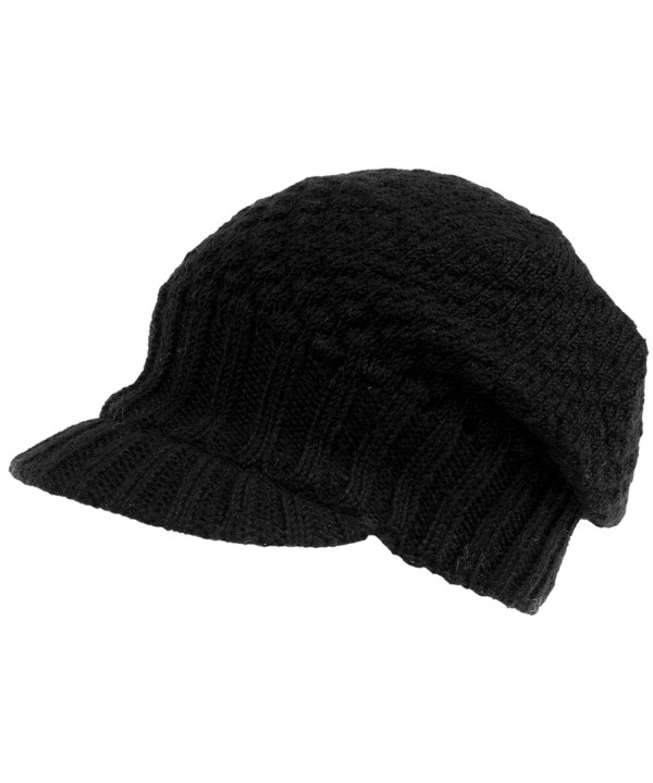 Nirvanna Designs CH605 Tuck Knit Visor with Fleece - Black - C711H7RBN43