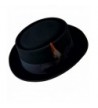 SHAHIN Men's Flat Top 100% Wool Felt Porkpie Pork Pie Hats W/Feather - Black - CA185H2HS2C