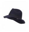 Women's Wool Felt Big Brim Fedora - Navy - CG126E0QPOB