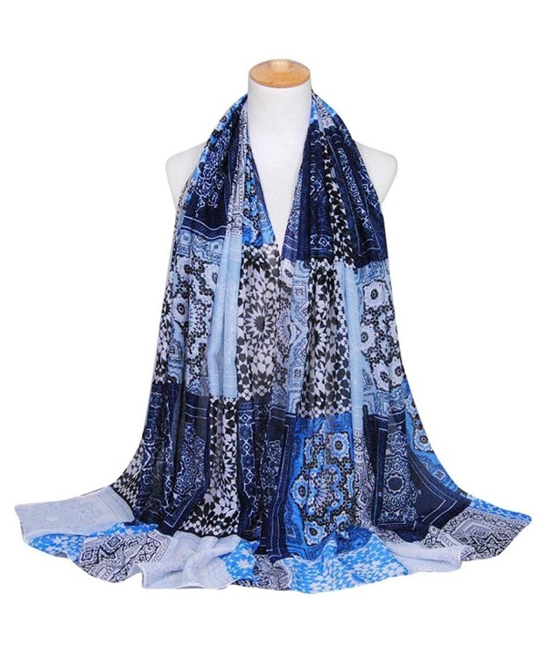 DEESEE(TM) Women Printing Long Soft Wrap Scarf Ladies Shawl Paris Yarn Scarves - Navy - CV12MX9BY3I