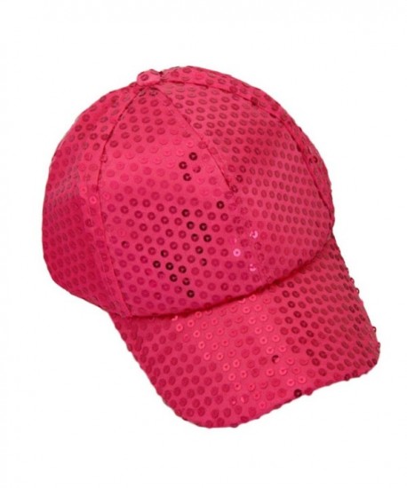OutTop Unisex Sequin Baseball Cap Snapback Caps Hip Hop Hats - Hot Pink - C512O23NLBY
