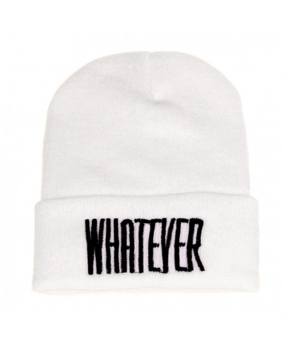 Perman Winter Black Whatever Beanie Hat Snapback Men Women Cap - White - C112N7DNRHZ