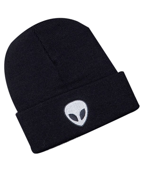 Thenice women's winter wool cap hip hop knitting skull hat - Alien Black - CC12O1JDCQK
