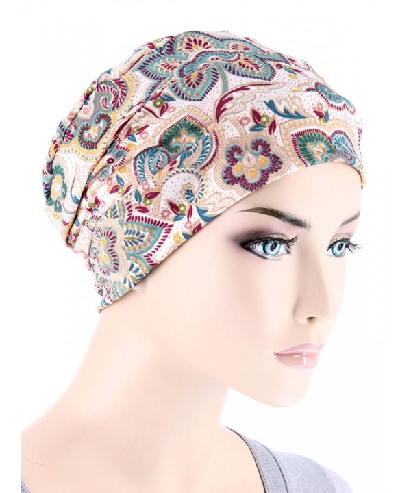 Womens Beanie Turban Headwear Paisley - 21- Multi Color Paisley (Blended Knit) - C6182AIA04H