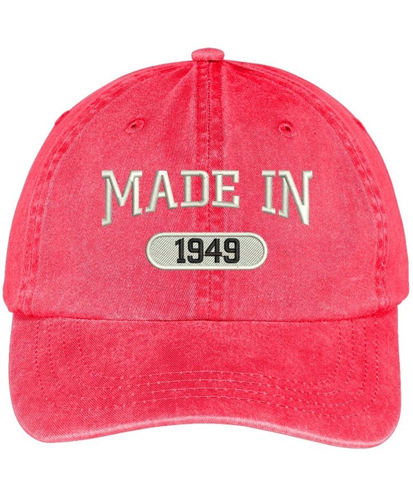 Trendy Apparel Shop 69th Birthday - Made In 1949 Embroidered Low Profile Washed Cotton Baseball Cap - Red - CO17YELEZT3