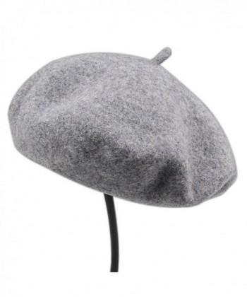 Womens winter wool French Beret Tam Beanie Hat Cap Wool Beanie - Grey - CT1884I0GDM