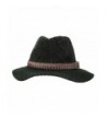 Black Woven Knit Winter Floppy Wide Brim Panama Fedora- Braided Buckle hatband - CQ1880MN5S5