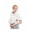 Roniky Womens Winter Faux Fur Shawl Wrap Stole Shrug Bridal Wedding Cover Up - White Rabbit Fur - CF188R025I3