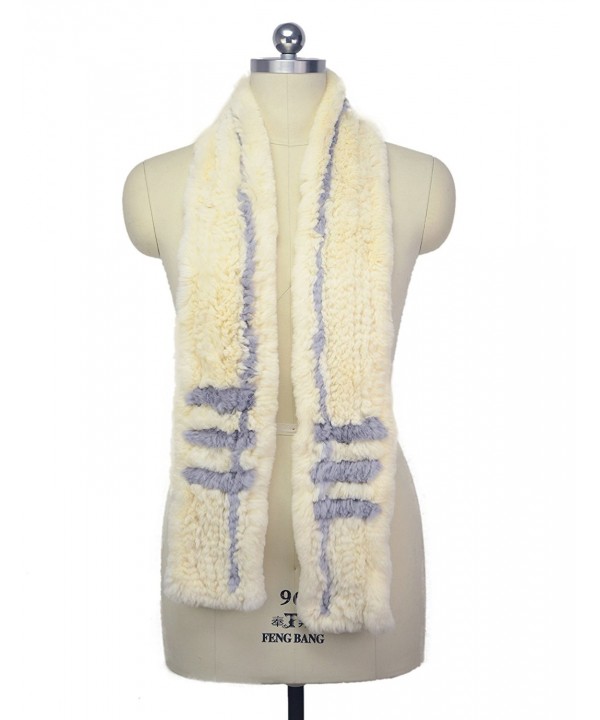 MEEFUR Women Winter Soft Wrap Real Rex Rabbit Fur Long Scarves - Color14 - CH183KQR8N8