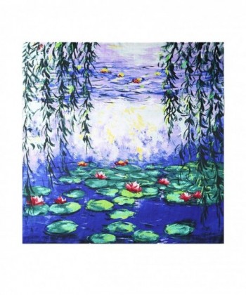 Grace Scarves 100% Silk Scarf- Large- Artists Collection (van Gogh & Monet) - Monet- Summer Water Lilies - CM1887NOUXE