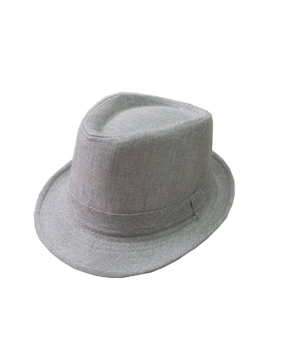 JTC Fedoras Gangster Summer Hat Jazz Caps Light Gray - CN11KYBAX2L
