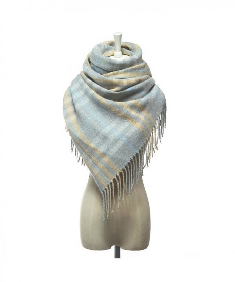 YJH Womens Winter Cashmere Feel Scarf Fashion Long Lattice Wrap Shawl with Tassel - Gray - CS186GMT37A
