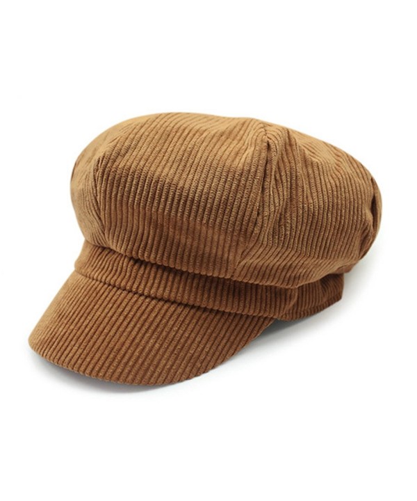 ZLSLZ Womens Retro Corduroy Ivy Newsboy Paperboy Cabbie Gatsby Painter Hats Caps - Tan - C21863LXW3E