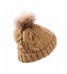 Time and River Women's Fashion Knit Beanies- Pompom Ribbed Slouchy Crochet Hat - Beige - CR1888KL3OG