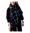 Bovene Women's Warm Plaid Blanket Scarf Winter Oversized Chunky Wrap Shawl Cape - Black - CK187MXUU3G