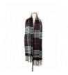 Winter Plaid Cashmere Feel Warm Soft Women Men Tartan Checked Fringes Wraps Scarves - Black - C612OBBKG92