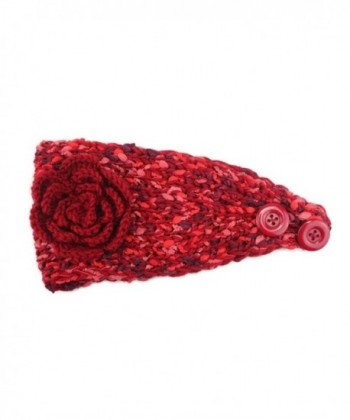 YSJOY Elegant Camellia Flower Cable Knit Winter Turban Ear Warmer Headband - Red - CW189R6Y8AZ