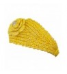 Sparkly Knit Winter Headband w/Jeweled Button (One Size) - Yellow - CF11H6JOJGV