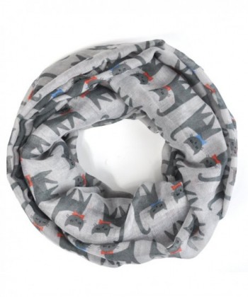 Lo Shokim Women/Girl Scarf Lovely Cat Pattern Winter Warmer Softer Scarf Wrap Shawl - Gray - CA187YQ9TK2