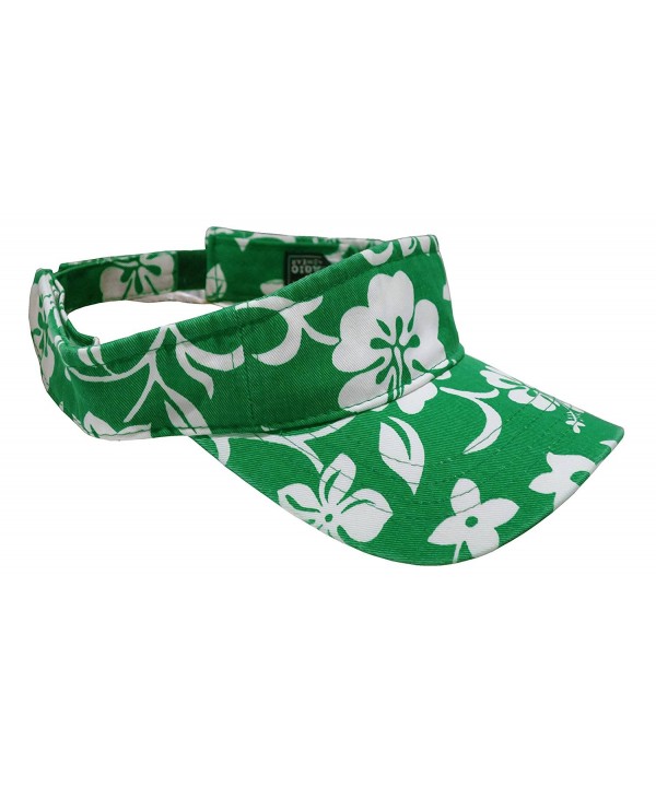 Magic Headwear Washed Hawaiian Floral Pattern Cotton Visor - 1 Kelly Green - CJ17Y0LY72W