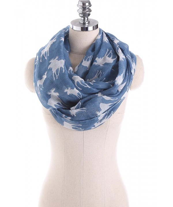 Scarf Clans Womens Soft Light Weight Moose Infinity Loop Scarf Fshion Scarf - Blue - C6188S8HNY5