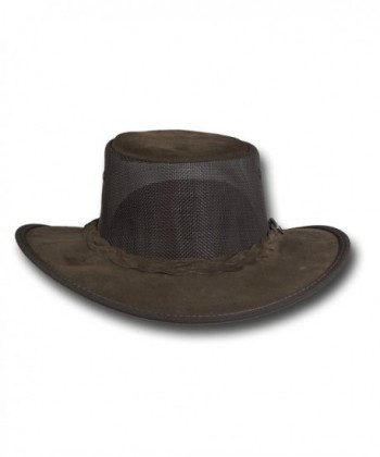 Barmah Hats Foldaway Cooler Leather in Men's Sun Hats