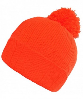 Simplicity Unisex Winter Beanie Hats with Pom- 100% Acrylic Many Colors - Orange - C011PGU9FB1