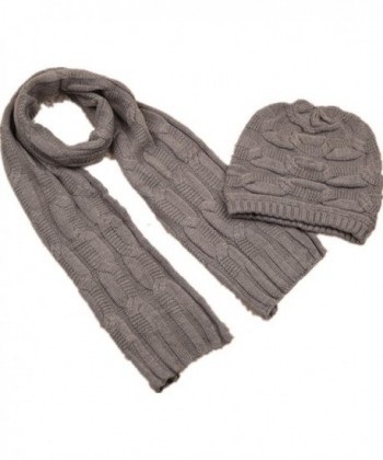 New Winter Warm Women Wool Hat/Scarf Set Women Knitted Hats Scarf Beige - Gray - CT11Q3F8F5Z