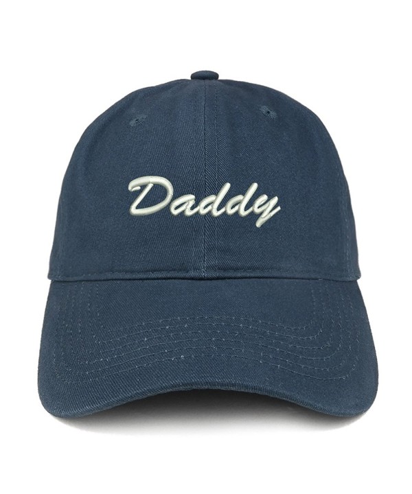 Trendy Apparel Shop Daddy Script Font Embroidered Low Profile Soft Cotton Baseball Cap - Navy - CF184UUCZIG